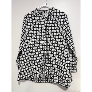 Zuri Kenya 100% cotton Ellipsis Black White Patterned Tunic Kitenge Top XL